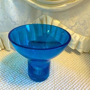 BLUE GLASS PEDESTAL BOWL